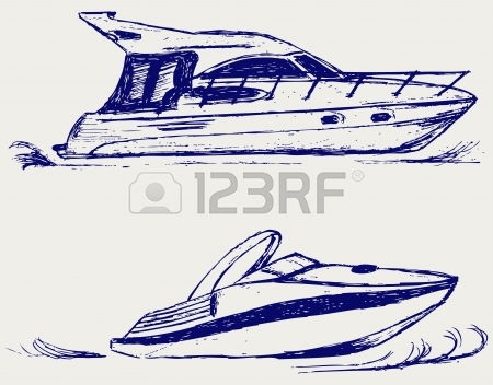 450x352 Drawing Light Sailing Yacht Sketch Hand Drawn Graphics Inks Vector