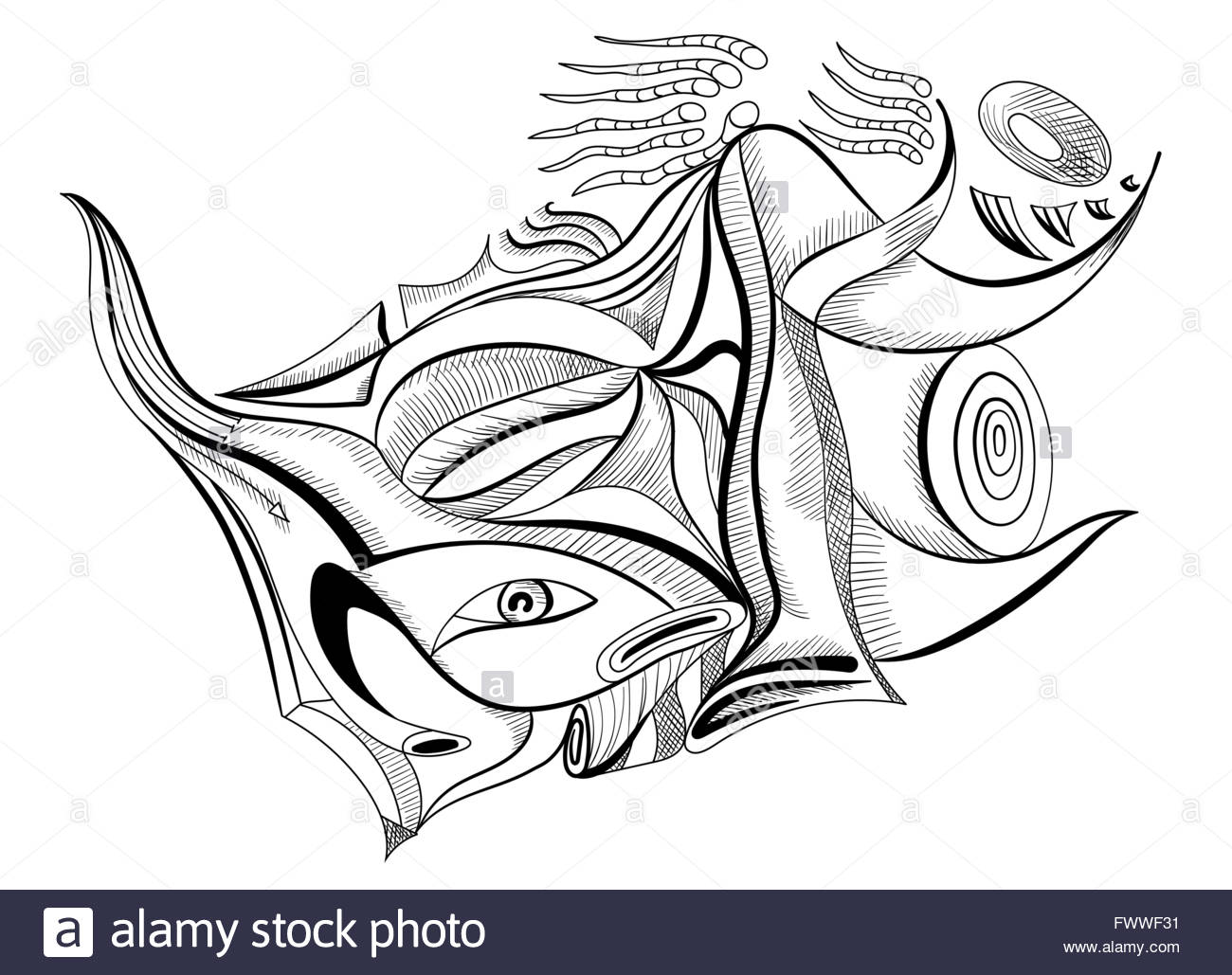 1300x1029 Sperm In Abstract Style. Outline Drawing Surreal Vector For Your