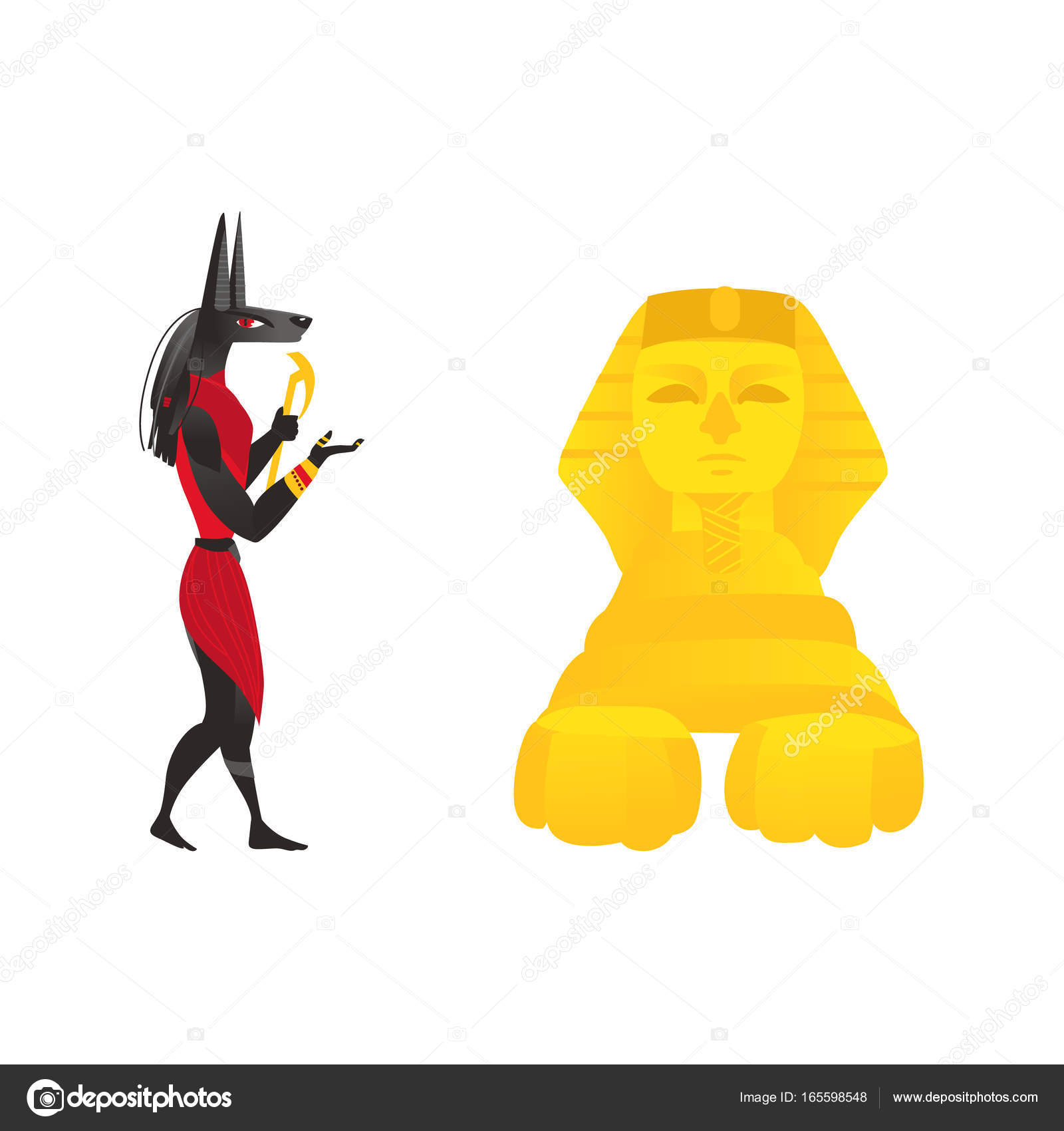 1600x1700 Anubis, Ancient Egypt God, And Egyptian Sphinx Stock Vector