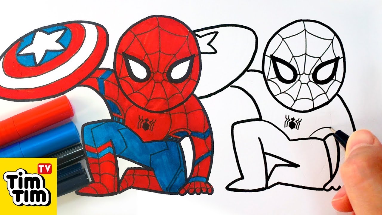 1280x720 How To Draw Cute Spider Man Civil War Easy Step By Step For Kids