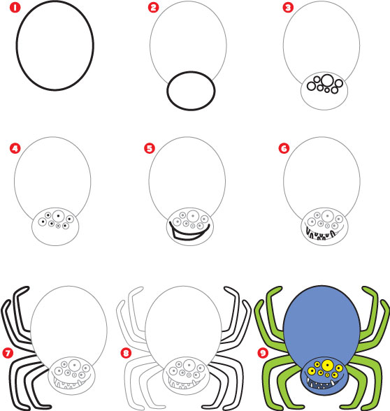 558x588 How To Draw A Spider Art Drawing Pages Spider