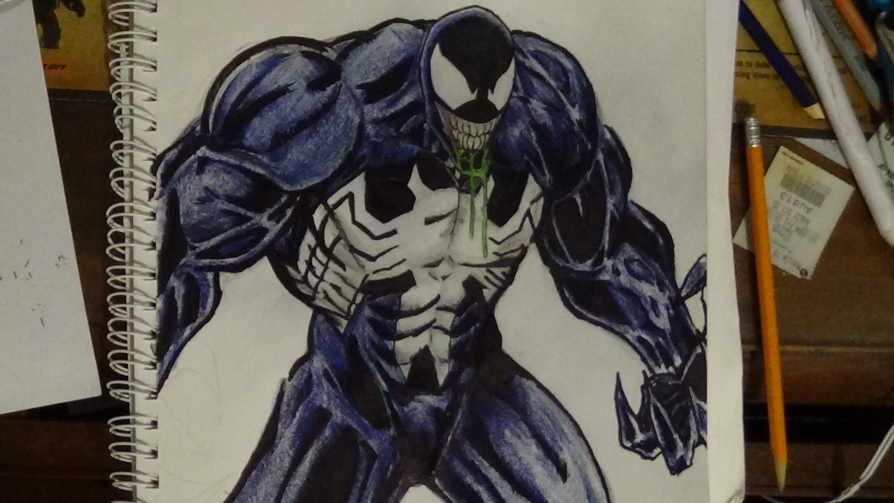3000x1687 My Pencil Amp Ink Drawing Venom (Eddie Brock) Spider Man
