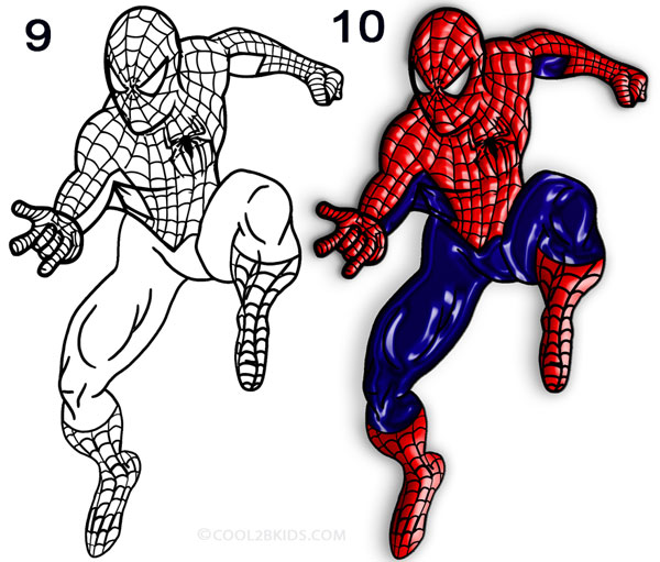 600x511 How To Draw Spider Man (Step By Step Pictures) Cool2bkids