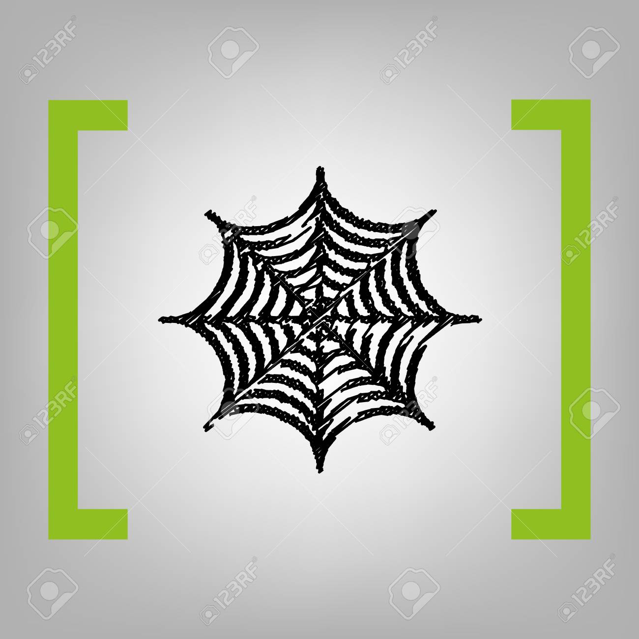 1300x1300 Spider On Web Illustration. Vector. Black Scribble Icon In Citron
