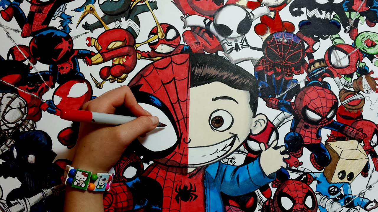 1280x720 Spiderman Marvel Cartoons Drawing Rysunek