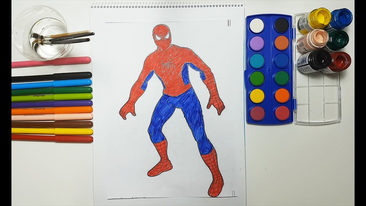 1280x720 Painting Spiderman Funny And Coloring Superheroes, Coloring Pages