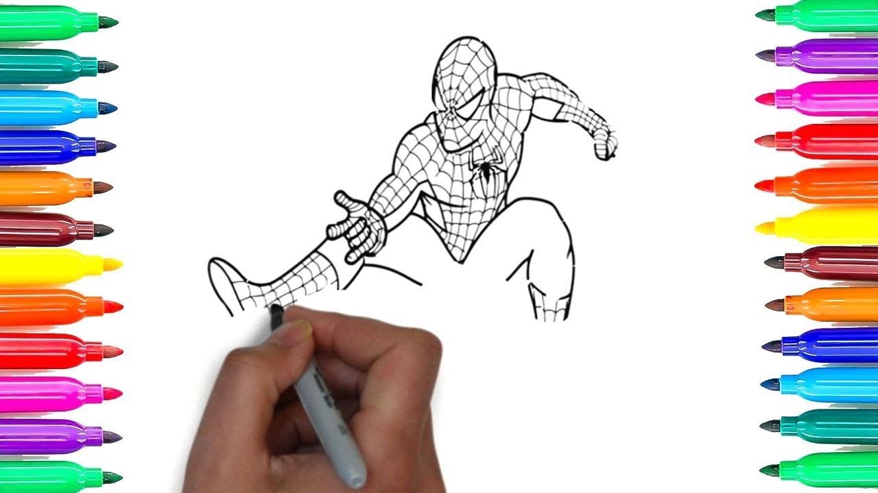 1280x720 Spiderman Coloring Pages, How To Draw Spiderman, Learn Colors