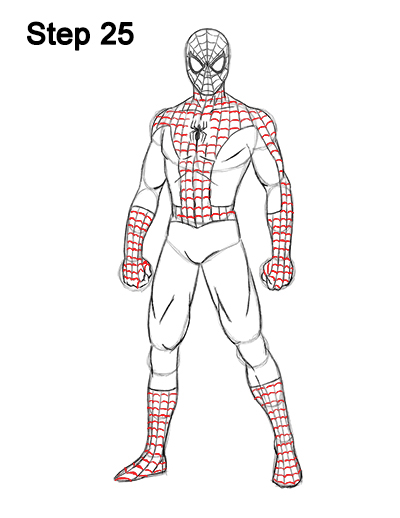 400x518 How To Draw Spider Man (Full Body)