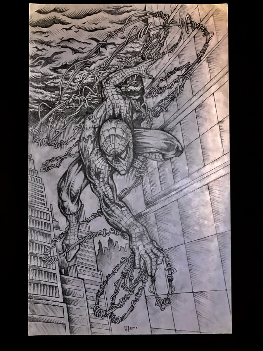 900x1200 Drawing Of Spiderman! Artwork By Landon Huber.
