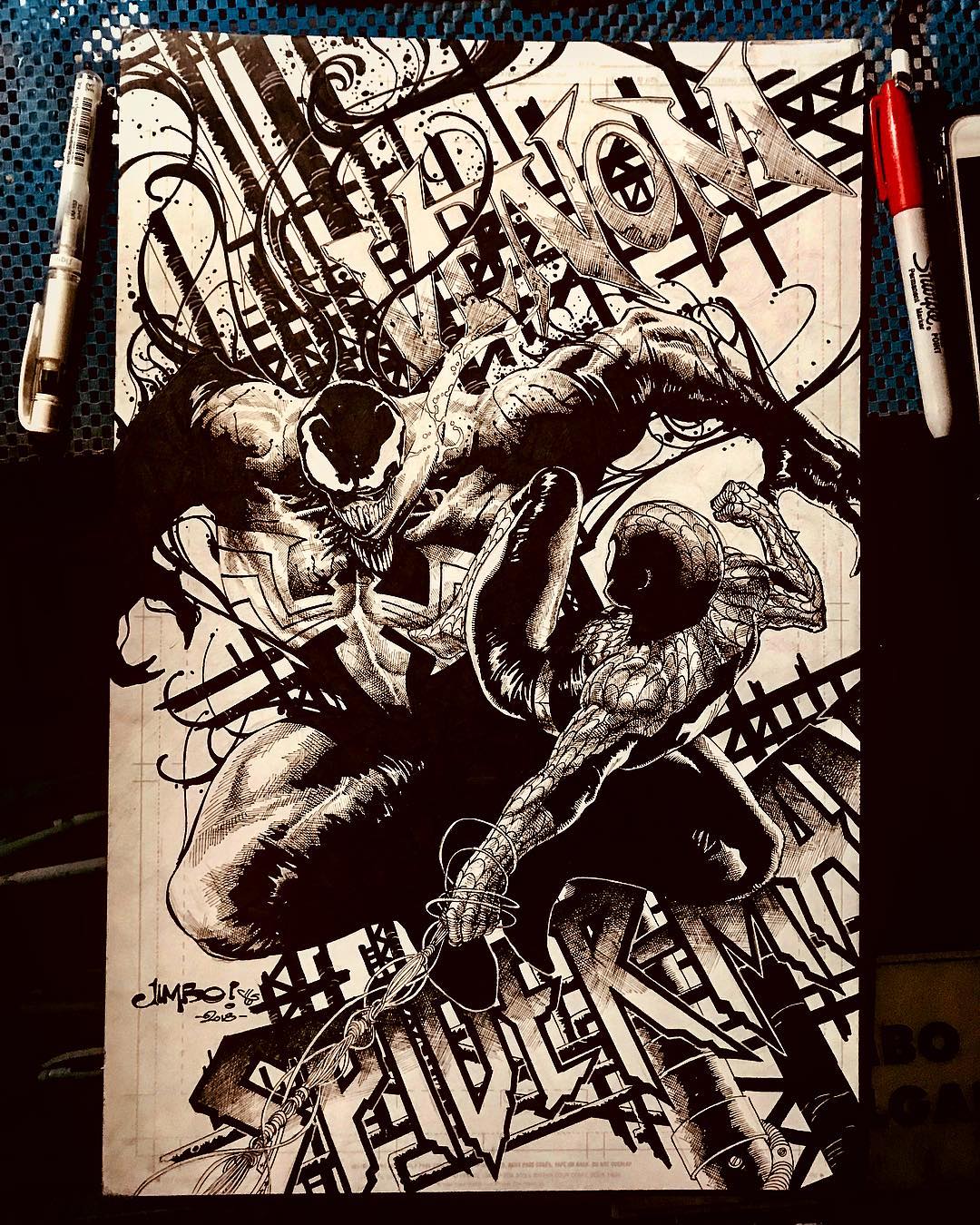 1080x1350 Venom Vs Spiderman Drawing By Jimbo Salgado