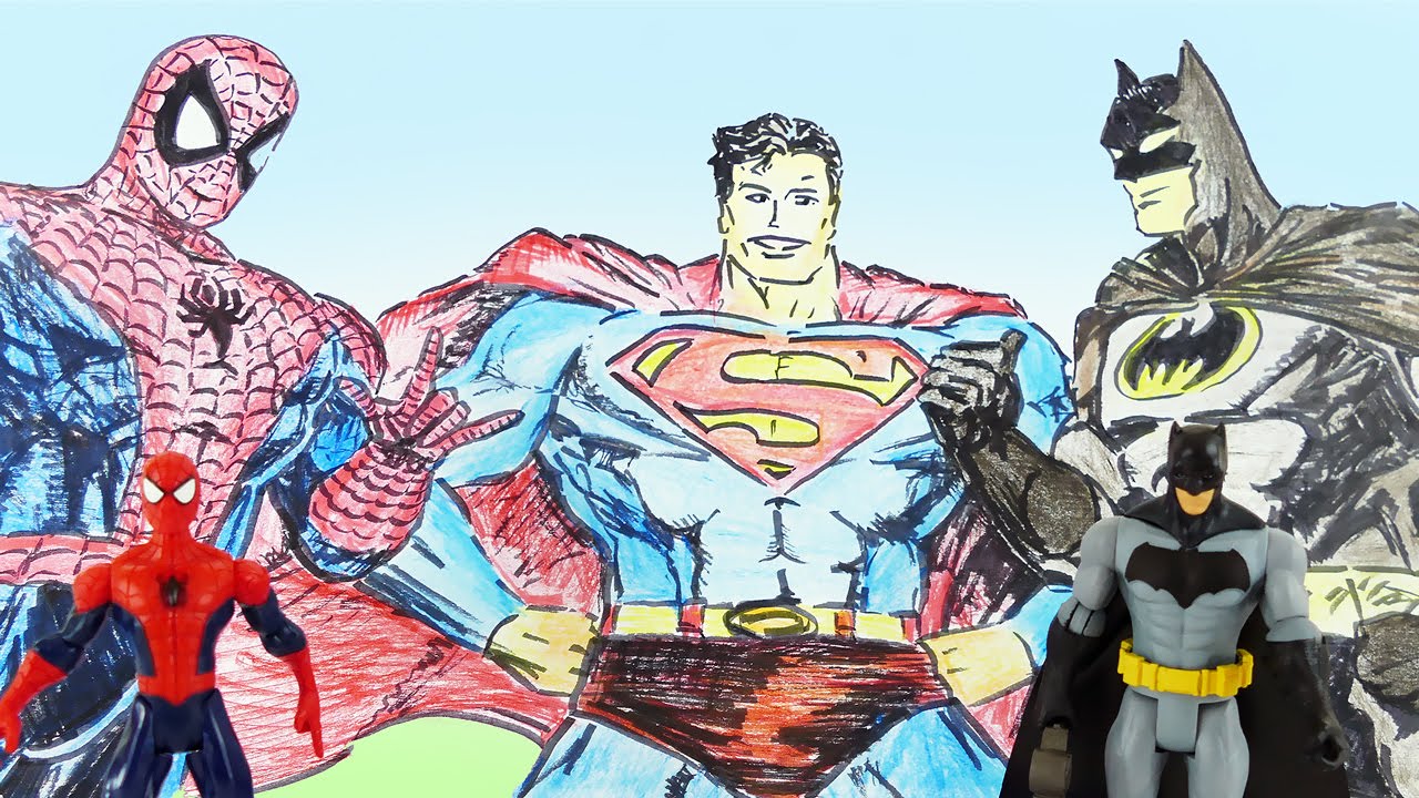 1280x720 Superheroes Spiderman Superman V Batman Drawing And Toys