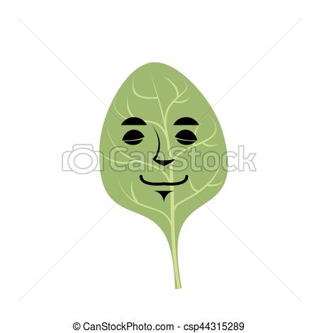 450x470 Spinach Sleeping Emoji. Green Leaf Isolated Asleep Emotion Vector