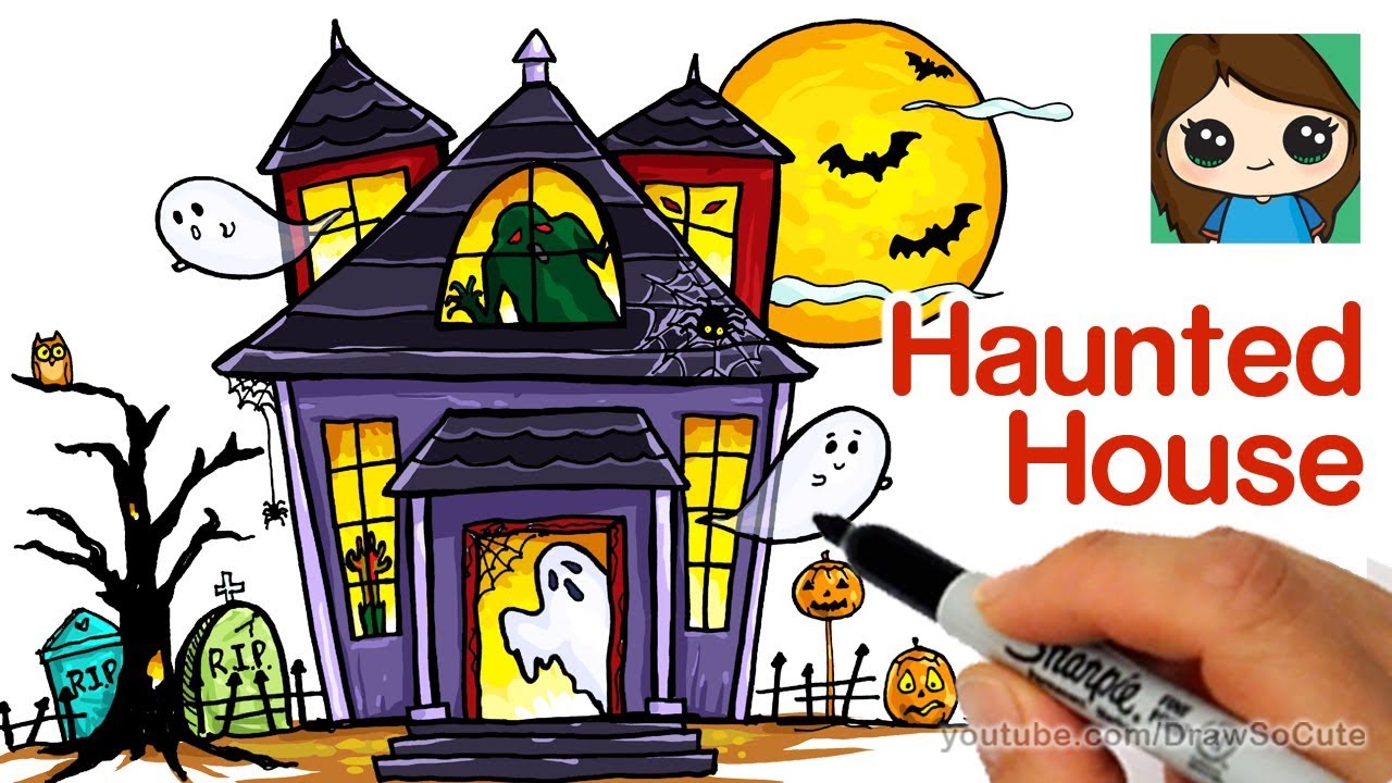 1280x720 How To Draw A Haunted House Easy