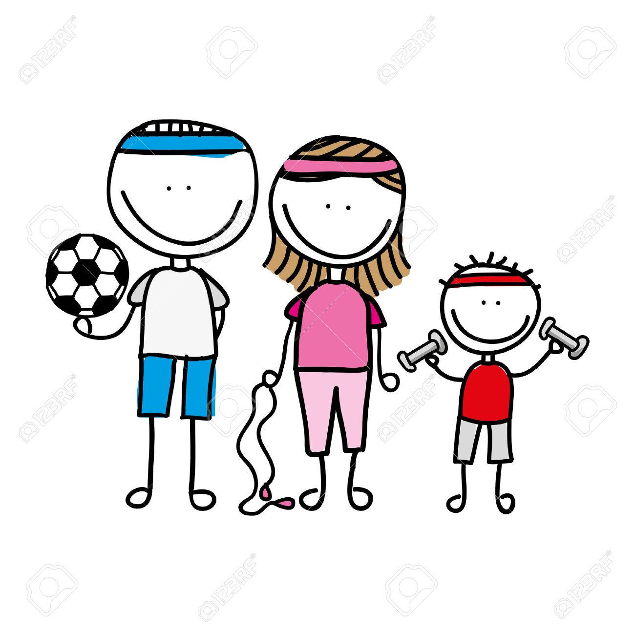 1300x1300 Happy Family Sport Drawing Isolated Icon Design, Vector