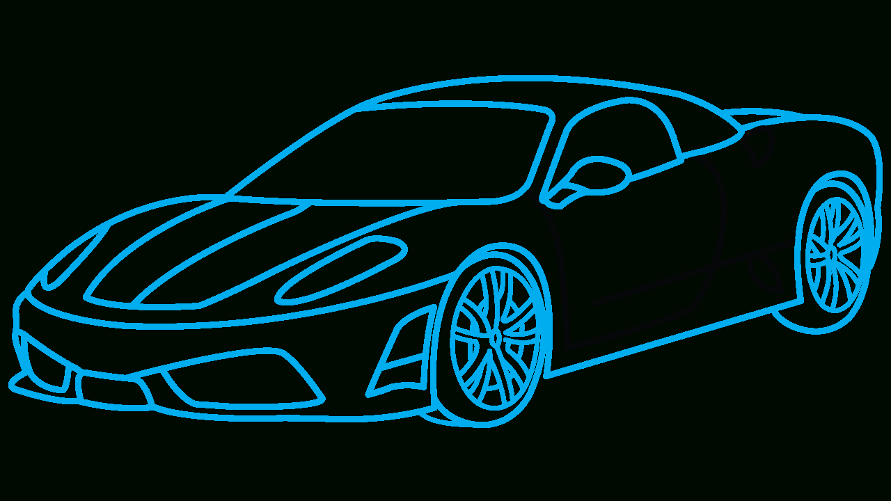 1280x720 Cars Sketch Drawing How To Draw Ferrari 360, A Sports Car, Easy