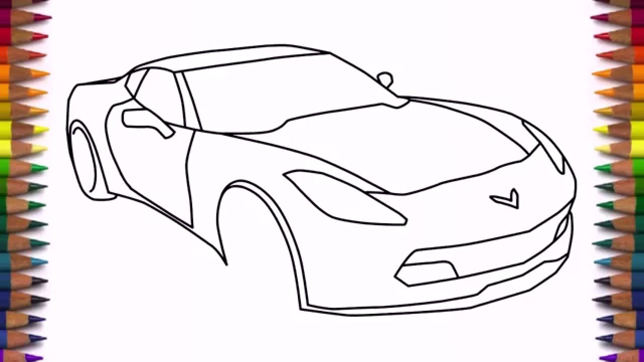 1280x720 How To Draw A Car Chevrolet Corvette Z06 2016 Step By Step Easy