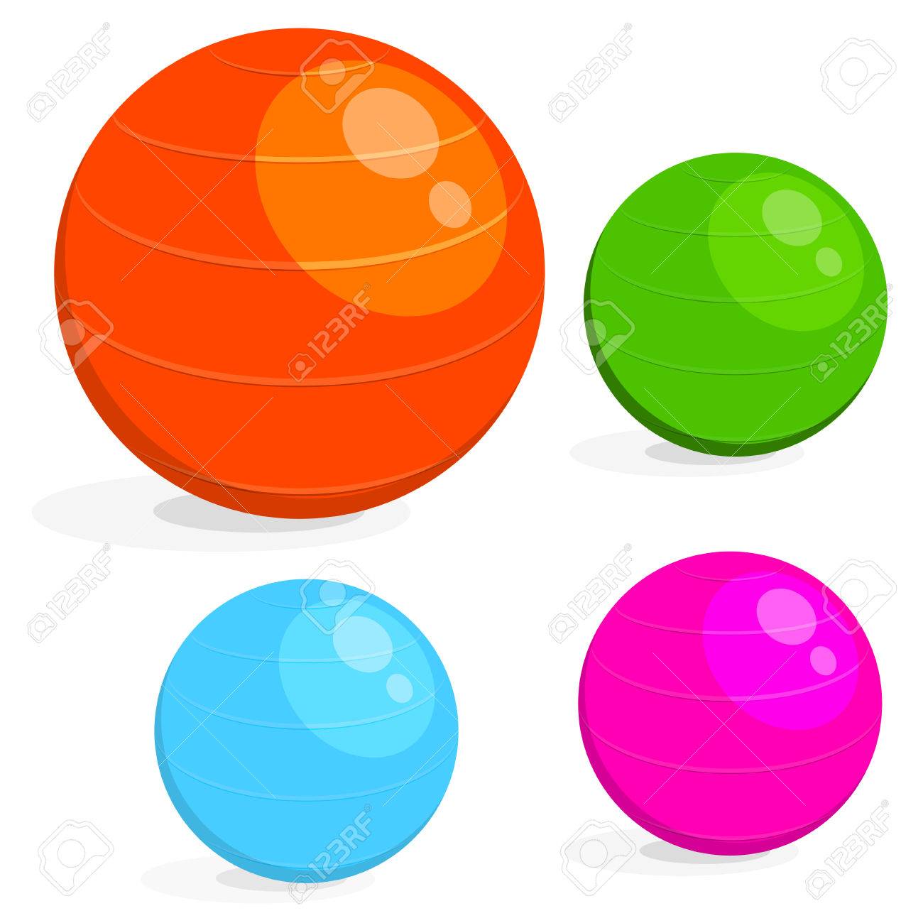 1300x1300 Cartoon Image Set The Ball For Fitness. Colorful Drawing