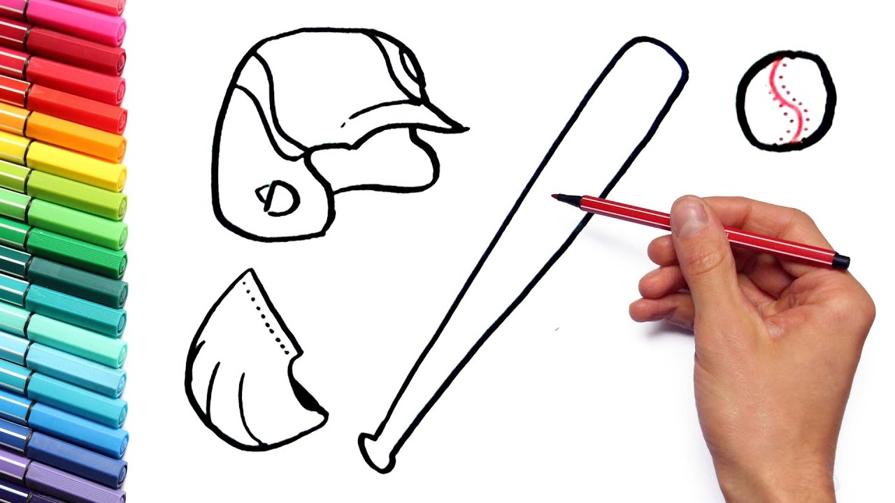 1280x720 Drawing Baseball Sport Equipment Coloring Page How To Draw