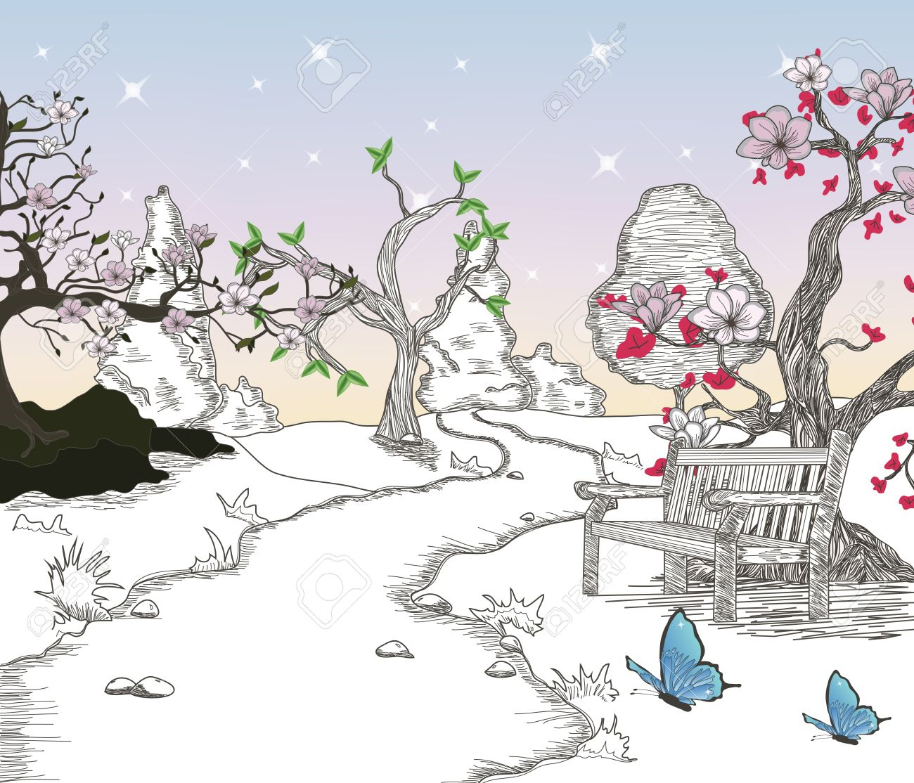 1300x1114 Spring Drawing Sketch With Pencil Hand Drawn Sketch