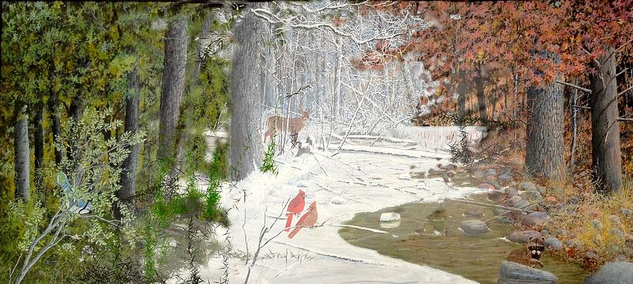 900x404 Spring To Winter To Fall Drawing By Jim Hubbard