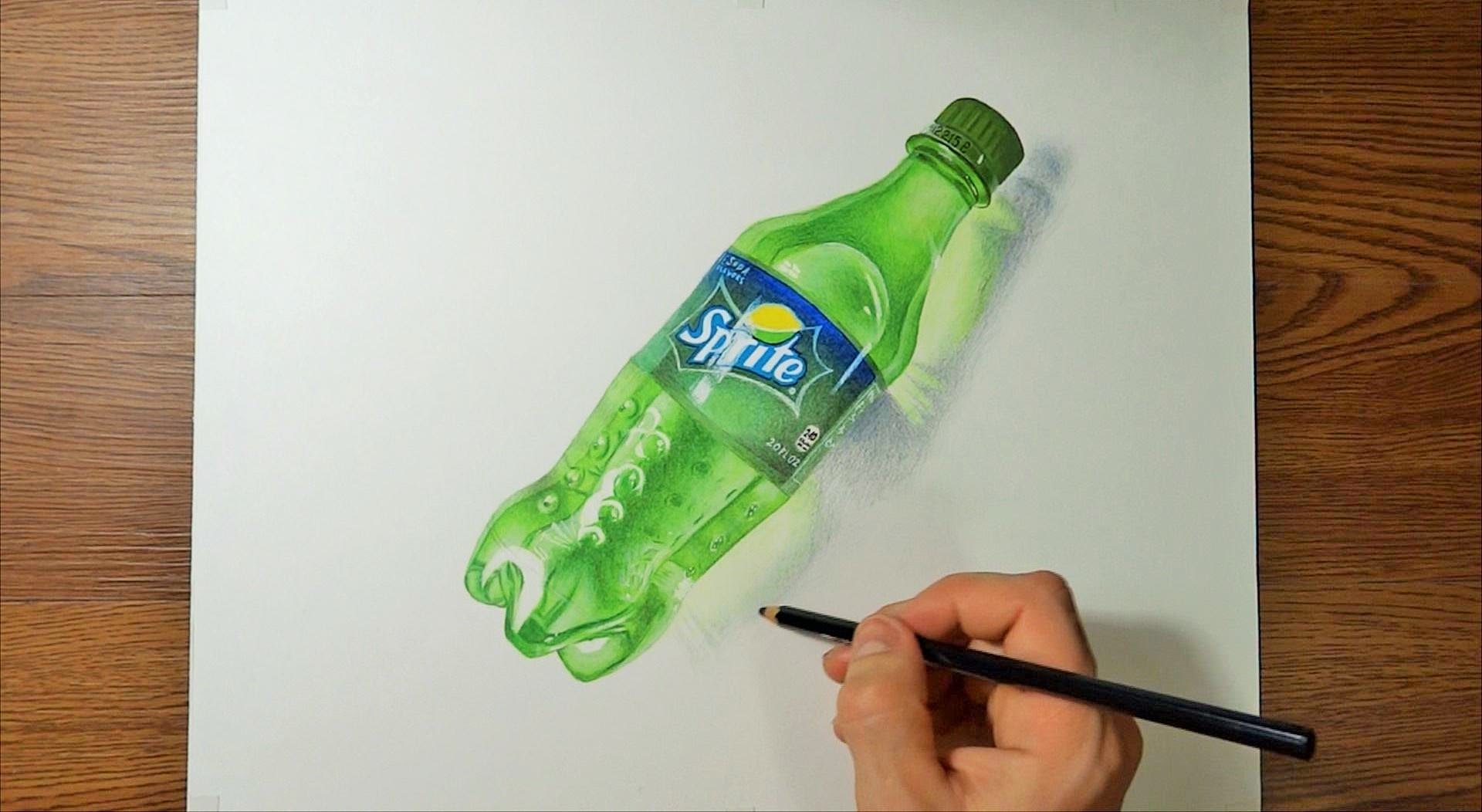 1920x1052 Speed Drawing Realistic A Plastic Bottle Of Sprite