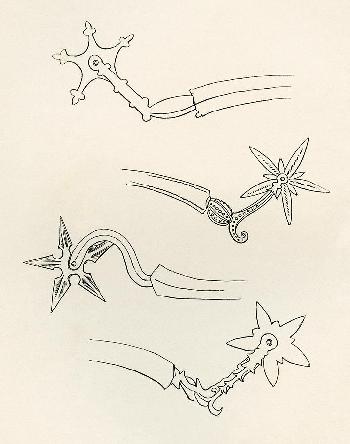 709x900 Various Spurs Dating From C. 1600. From Drawing By Vintage Design Pics
