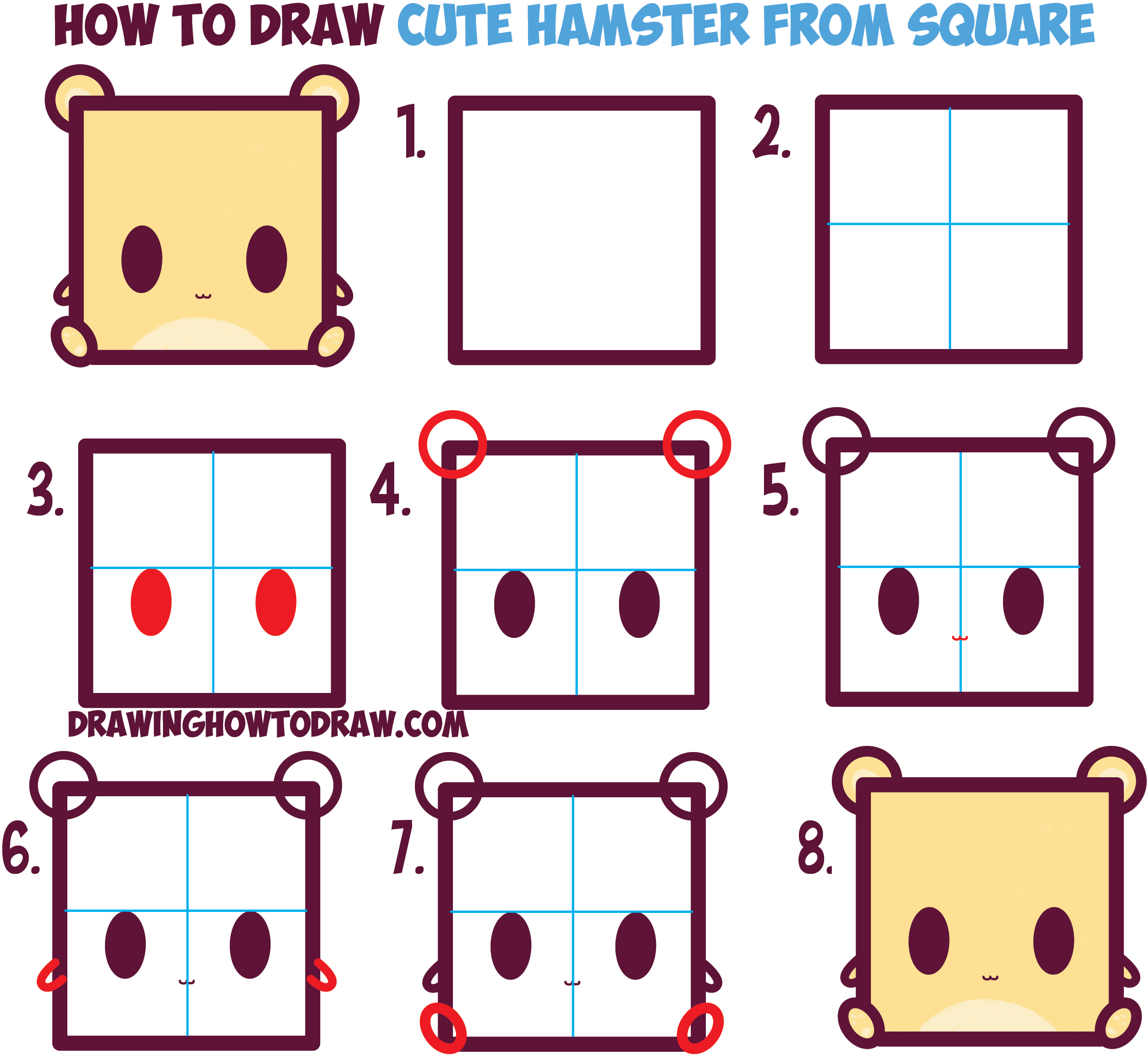 2233x2064 How To Draw Cute Kawaii Cartoon Baby Hamster From Squares