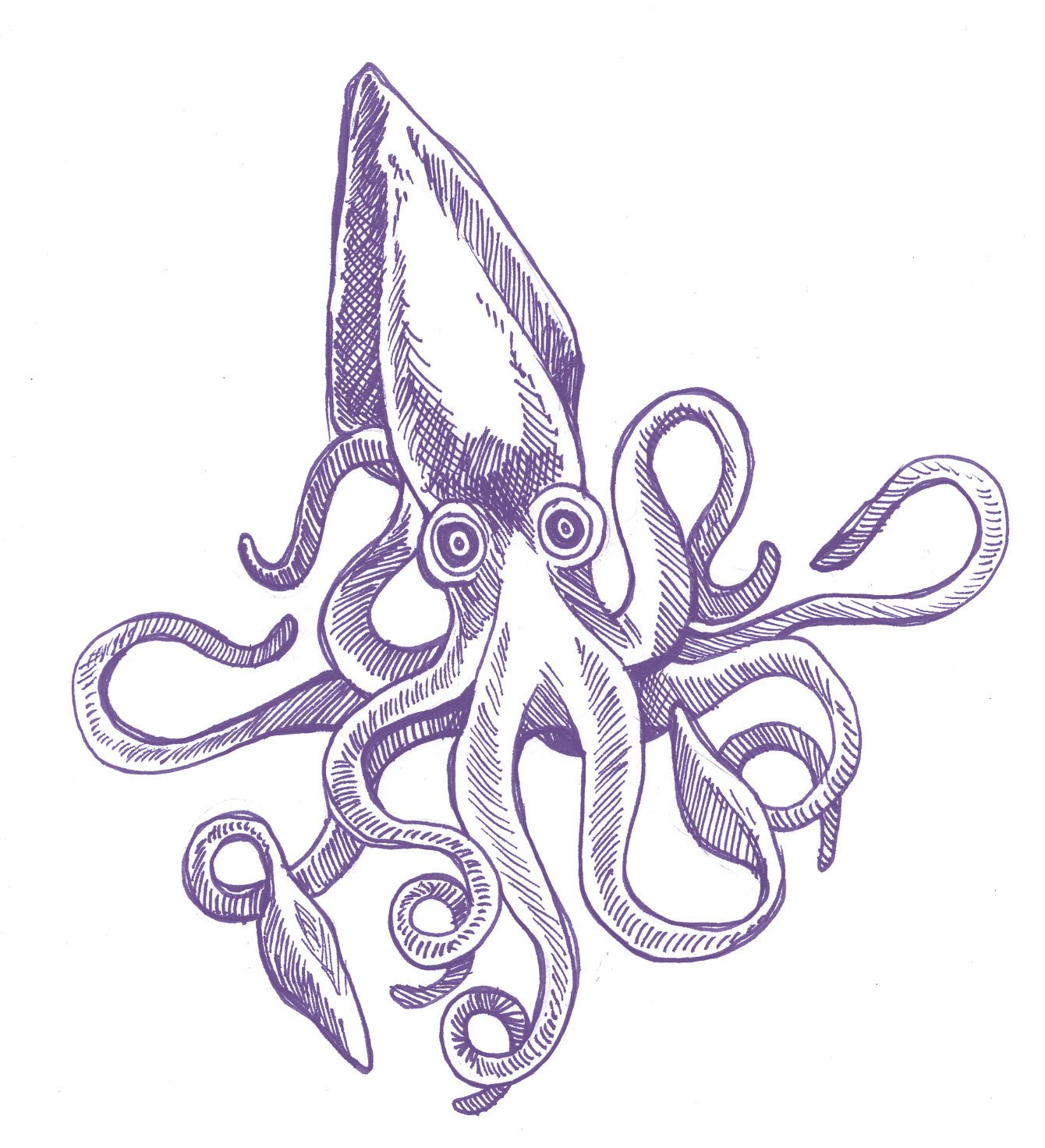 1340x1472 Squid Ink Tattoo, Kraken And Squid Drawing