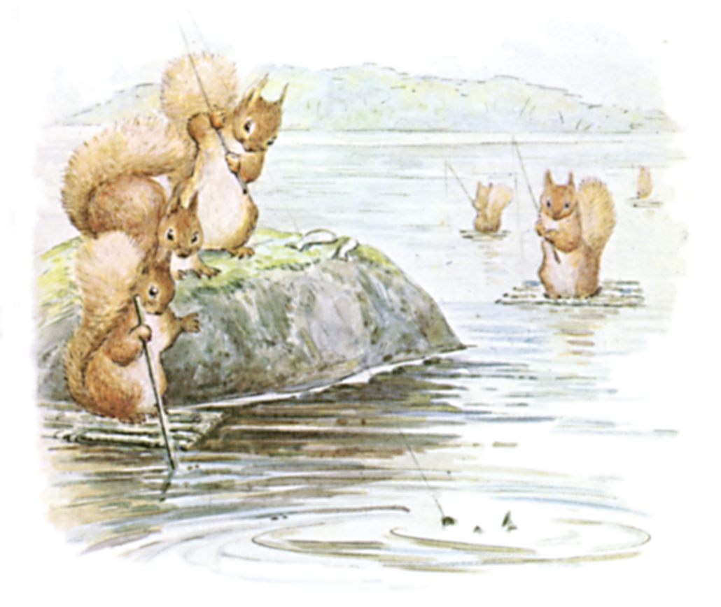 1030x868 Public Domain Images 13 Color Drawing Of Squirrels Fishing In Lake