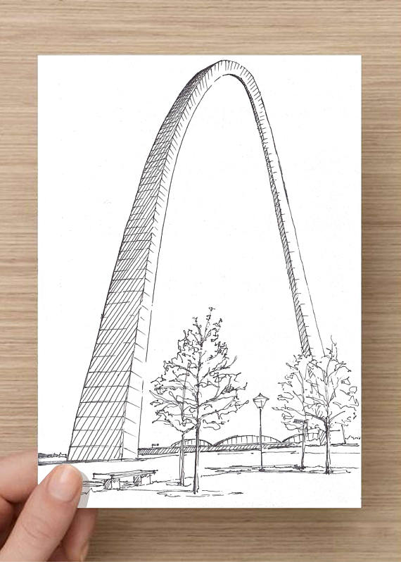 570x798 Ink Sketch Of St Louis Arch In Missouri Jefferson Expansion