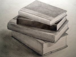 267x200 Stack Of Books Pencil Drawing