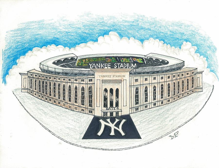 900x693 Stadium Drawing By Marty Fuller