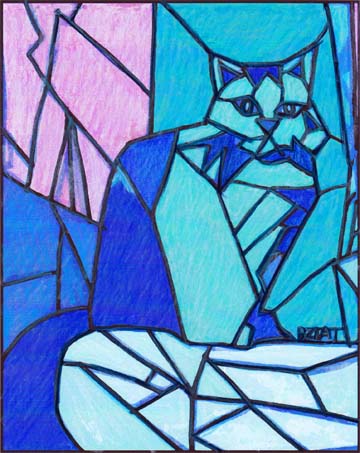 360x453 Ice Cat Stain Glass Drawing Bztat Lr1.jpg Bztat Studios Pet