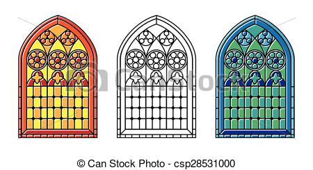 450x245 Stained Glass Windows. A Set Of Gothic Style Stained Glass