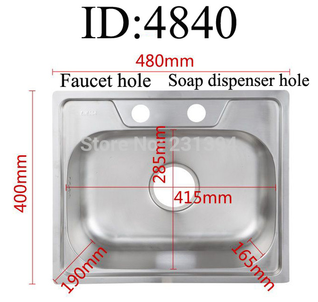 640x608 480400190mm 304 Stainless Steel Drawing Kitchen Sink Single Bowl