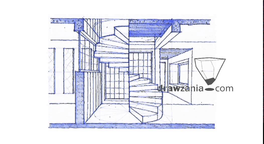 1052x576 Perspective Drawing 125 Draw Spiral Staircase