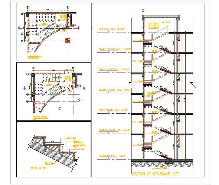 763x645 Architectural R.c.c. Staircase Detail Plan N Design