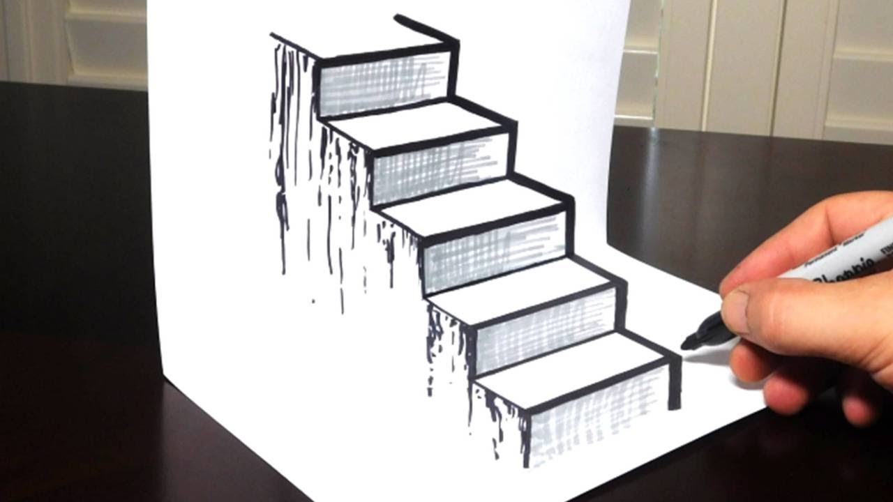 1280x720 How To Draw A 3d Staircase
