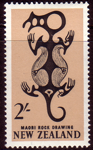 314x505 Stamps Stamp New Zealand 1960 Sg 796 Maori Rock Drawing Fine Mint