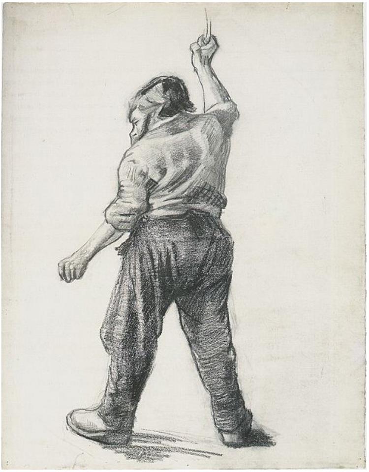 750x960 Standing Man Seen From The Back By Vincent Van Gogh
