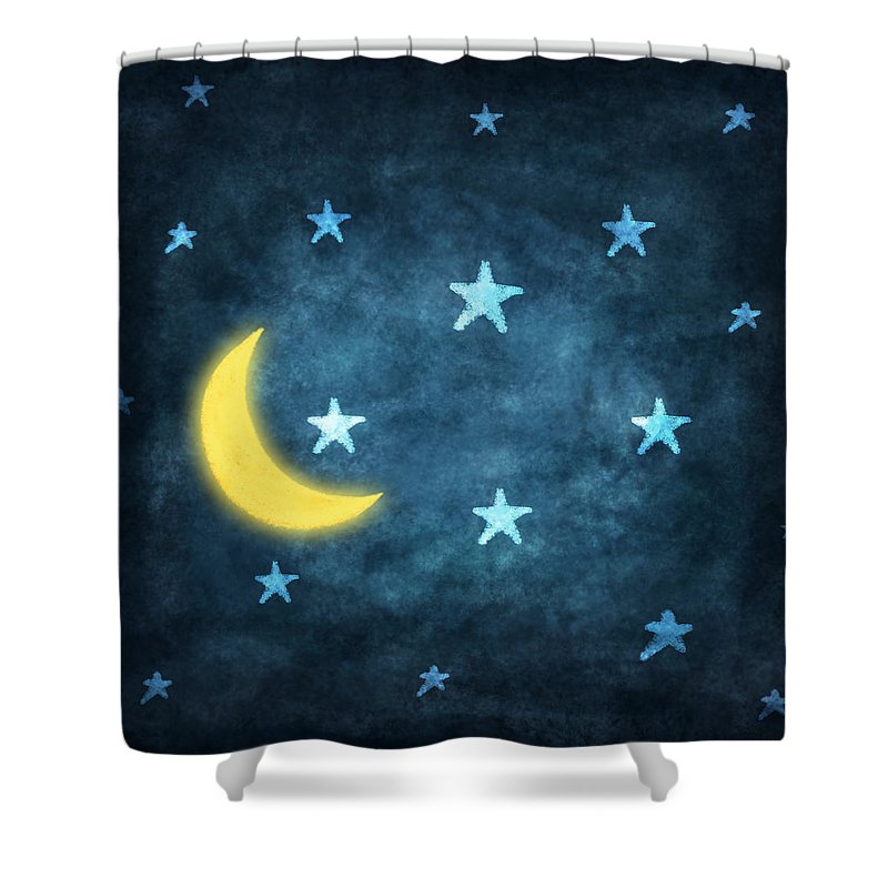 800x800 Stars And Moon Drawing With Chalk Shower Curtain For Sale By