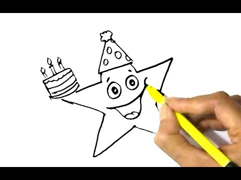 480x360 How To Draw Happy Star With Birthday Cake Easy Step By Step