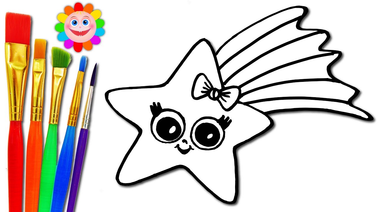 1280x720 How To Draw A Baby Star Coloring Page For Kids To Learn Painting