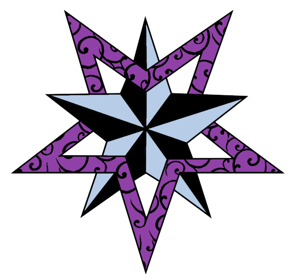 600x579 Purple Star And Nautical Star Tattoo Design
