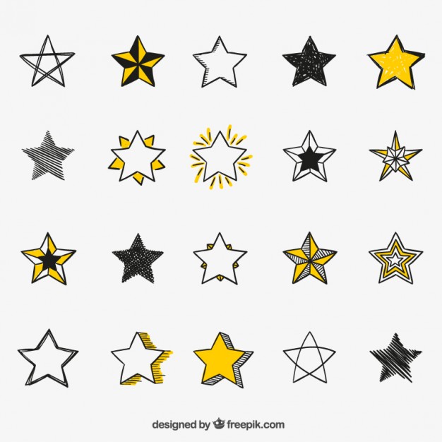626x626 Hand Drawn Stars Icons Vector Free Download