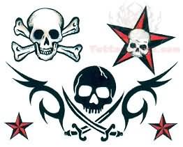 262x211 Pirate Skull And Nautical Star Tattoo Design Fave Tattoos