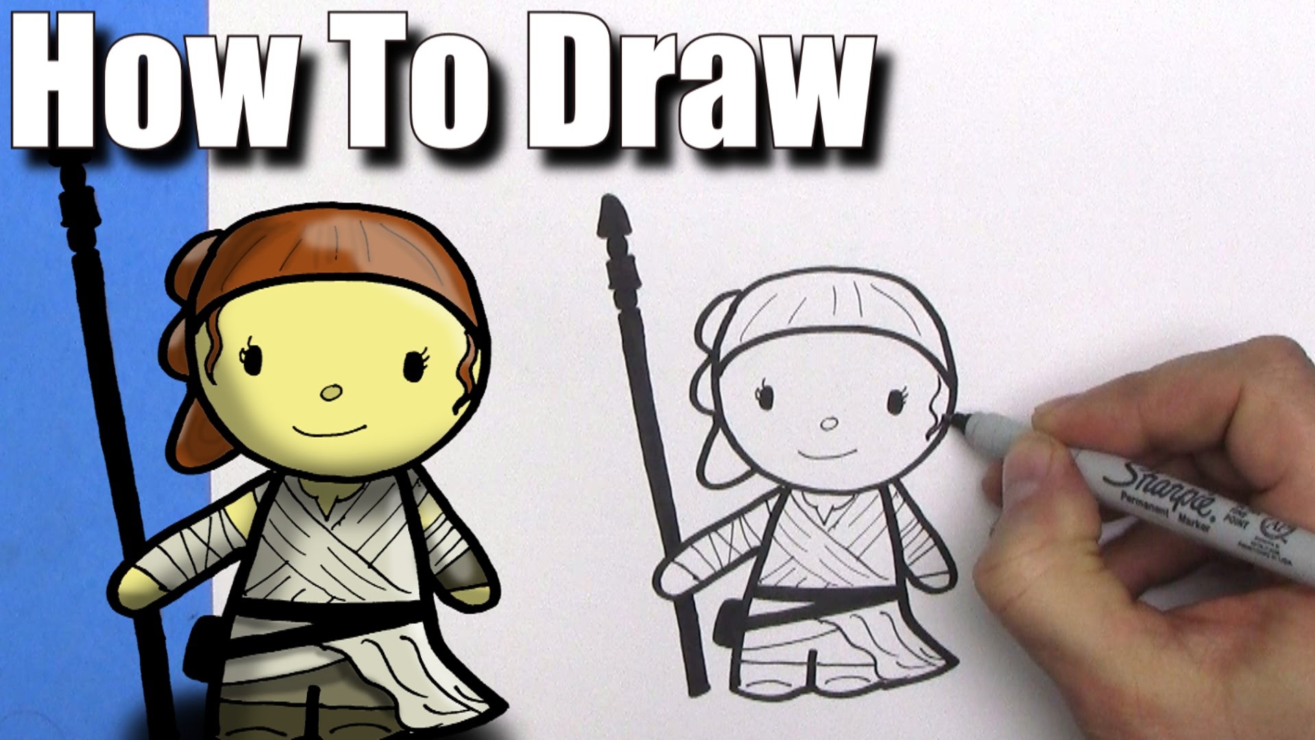 1920x1080 How To Draw A Cute Cartoon Rey From Star Wars