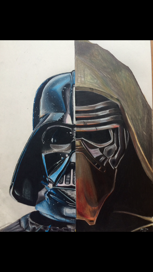 500x887 Star Wars Villains Kylo Ren Darth Vader Drawing Colored Pencil