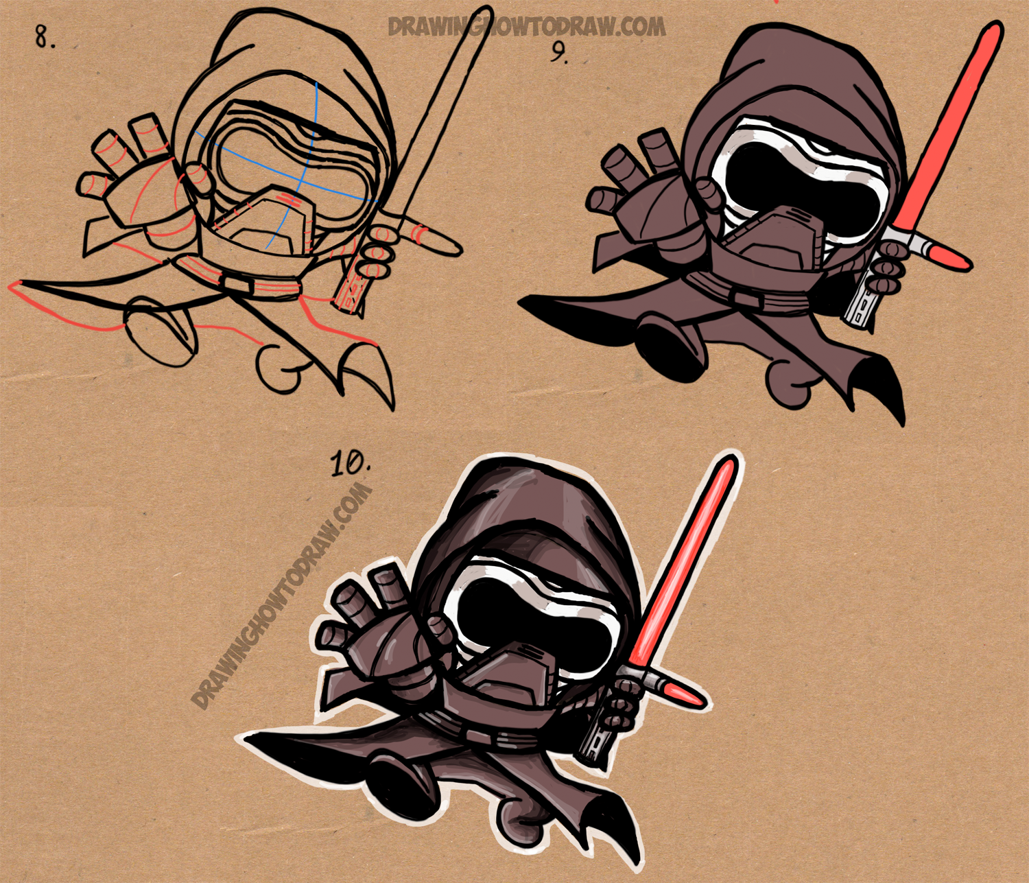 1500x1287 How To Draw Cute Chibi Cartoon Kylo Ren From Star Wars The Force