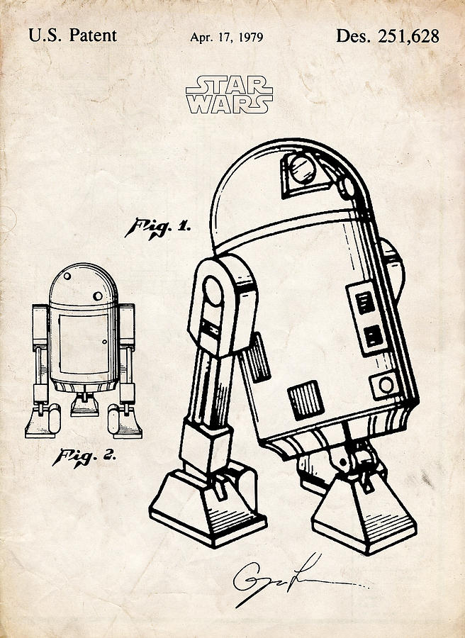 656x900 Star Wars R2d2 Robot Droid Patent Art Drawing By Stephen Chambers